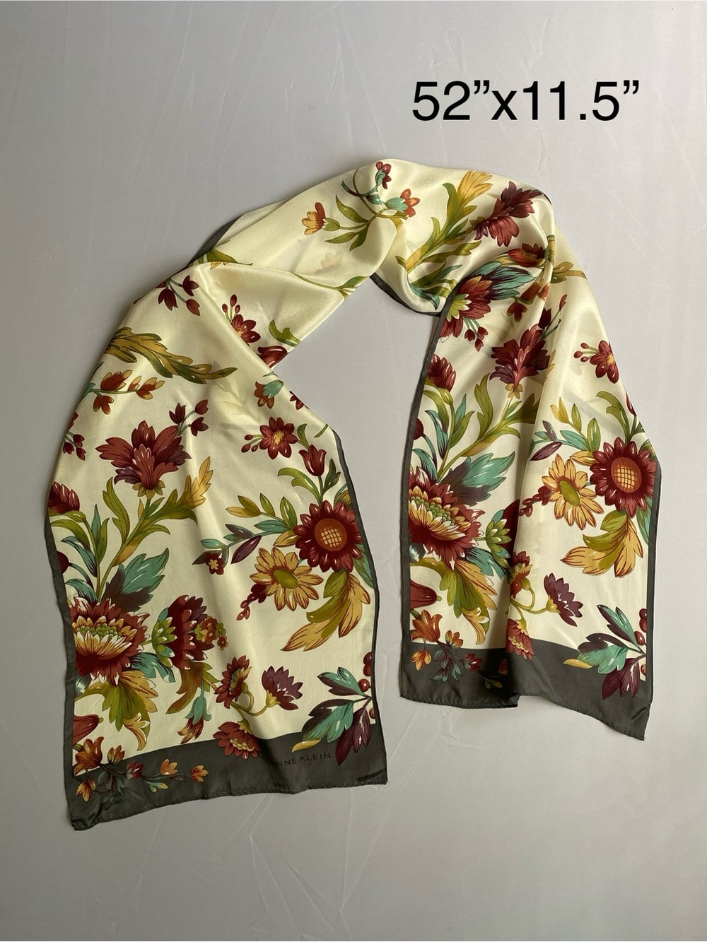 Vintage Anne Klein for Vera Companies 100% Silk Scarf w/ Gorgeous Floral Pattern